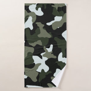 Green White camo camouflage army pattern Bath Towel