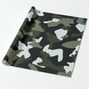 Green White camo camouflage army pattern Wrapping Paper