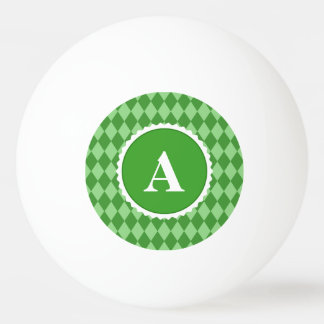 Green White Check Monogram Pattern Ping Pong Ball