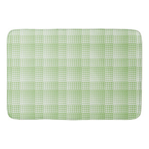 Green White Checker Abstract Pattern Bath Mat