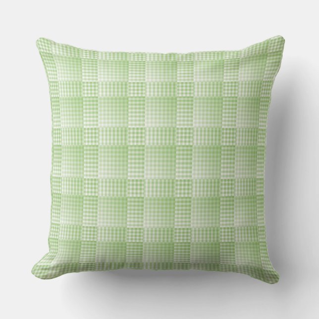 Green White Checker Abstract Pattern Cushion (Front)