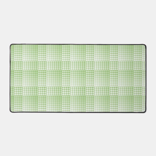 Green White Checker Abstract Pattern Desk Mat (Front)