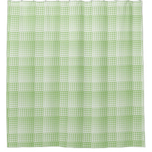 Green White Checker Abstract Pattern Shower Curtain