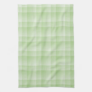 Green White Checker Abstract Pattern Tea Towel