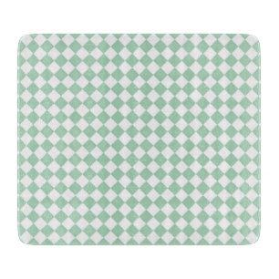 Green White Checker Diamond Pattern Cutting Board