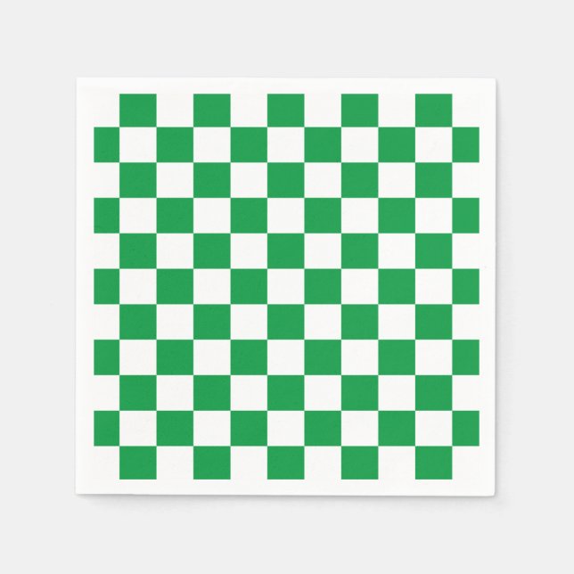 Green White Chequerboard Napkin (Front)