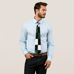 Green White Chequerboard   Neck Tie