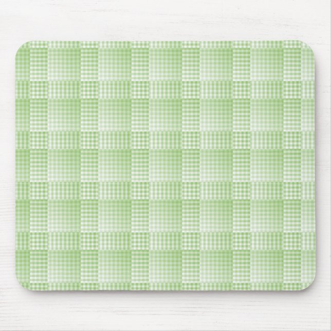 Green White Chequered Abstract Pattern Mouse Mat (Front)