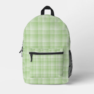 Green White Chequered Abstract Pattern Printed Backpack
