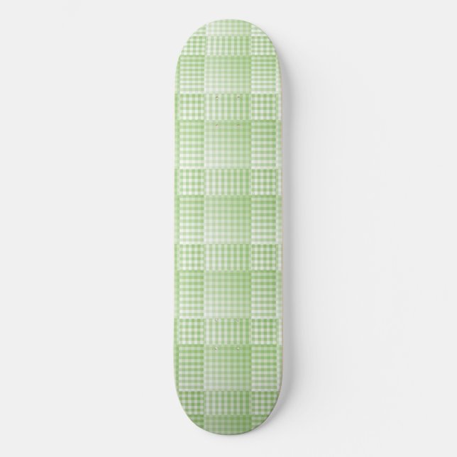 Green White Chequered Abstract Pattern Skateboard (Front)