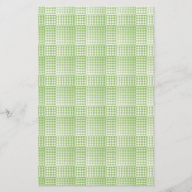 Green White Chequered Abstract Pattern Stationery (Front)