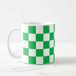 Green White Chequered Check Pattern Coffee Mug