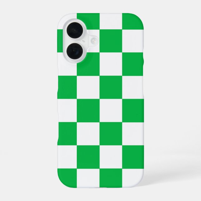 Green White Chequered Check Pattern iPhone Case (Back)