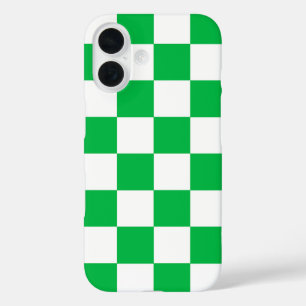 Green White Chequered Check Pattern iPhone Case