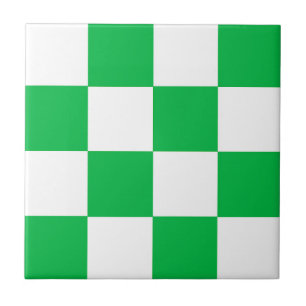 Green White Chequered Check Pattern Tile