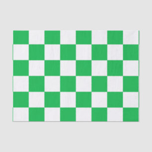 Green White Chequered Check Pattern Tissue Paper