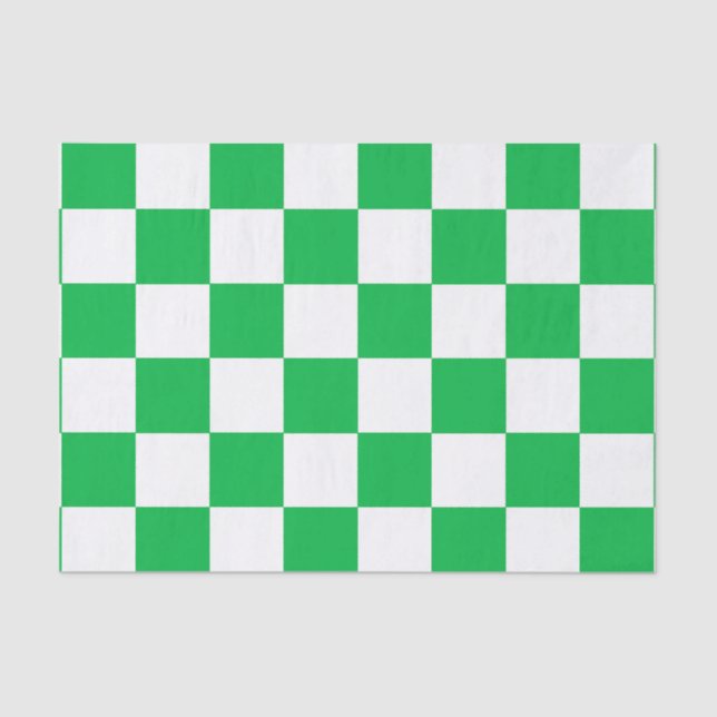 Green White Chequered Check Pattern Tissue Paper (Front)