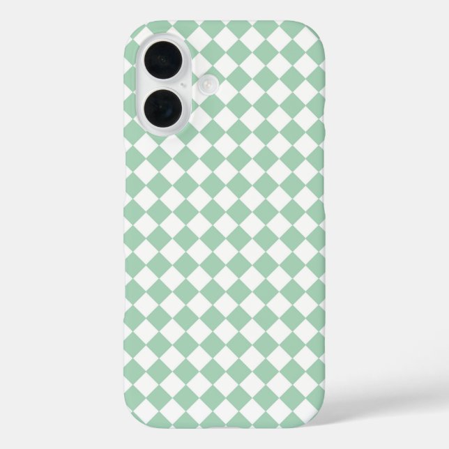 Green White Chequered Diamond Pattern Case-Mate iPhone Case (Back)