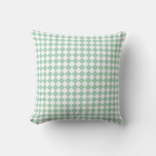 Green White Chequered Diamond Pattern  Cushion