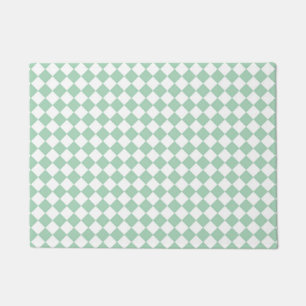 Green White Chequered Diamond Pattern Doormat