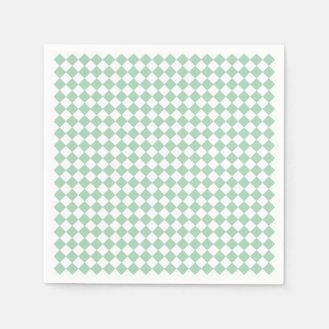 Green White Chequered Diamond Pattern Napkin (Front)