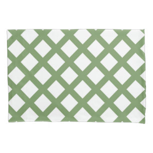 Green White Chequered Diamond Pattern Pillowcase