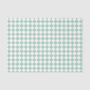 Green White Chequered Diamond Pattern Tissue Paper