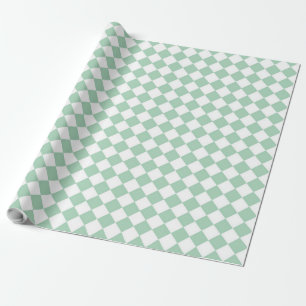 Green White Chequered Diamond Pattern Wrapping Pap Wrapping Paper