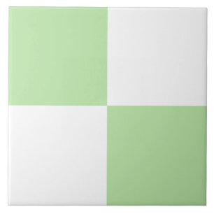 Green White Chequered Pattern Tile