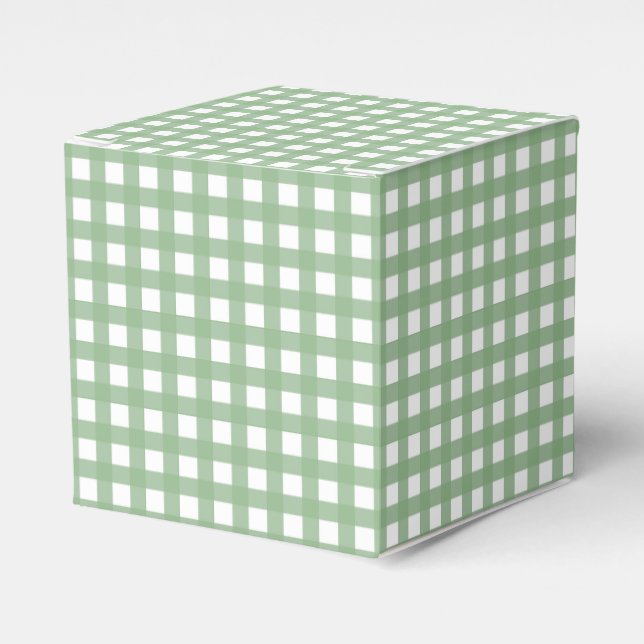 Green & White Chequered Plaid Party Favour Gift Bo Favour Box (Front Side)