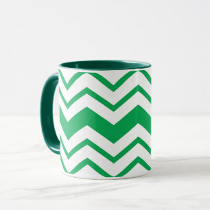Green White Chevron Zigzag Pattern Design Mug