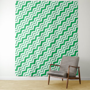 Green White Chevron Zigzag Pattern Design Tapestry