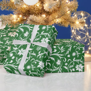 Green white Christmas tiled pattern Wrapping Paper