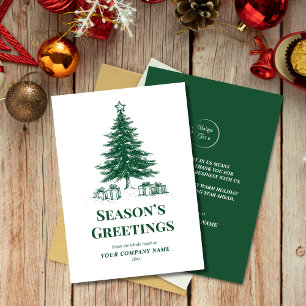 Green White Christmas Tree Custom Business Logo  Holiday Card
