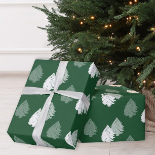 Green White Christmas Tree Pattern Wrapping Paper