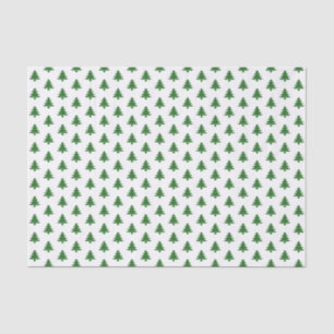 Green/White Christmas Tree Picture Font Pattern Tissue Paper