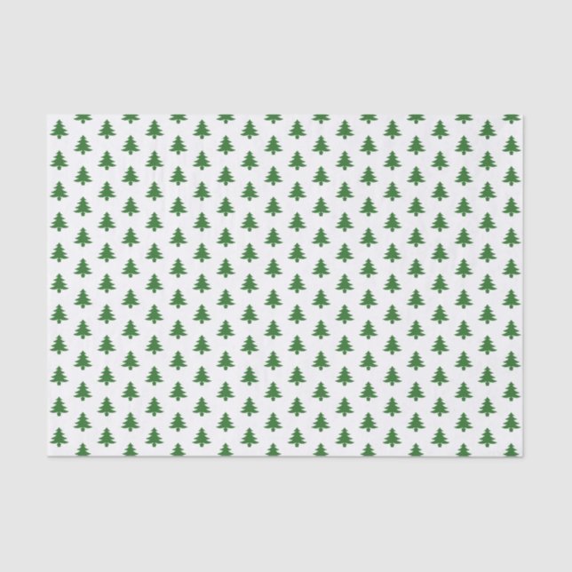 Green/White Christmas Tree Picture Font Pattern Tissue Paper (Front)