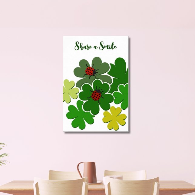 Green & White Clover Lady Bug Share A Smile Poster (Share a Smile, Clover & Ladybugs)