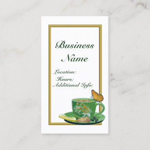 Green & White Coffee Cup Business Card 2