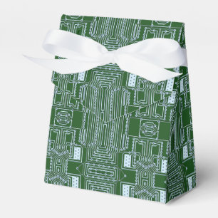 Green White Computer Circuit Board Lines Favour Box