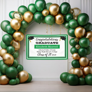 Green   White Congratulations Graduate Graduation Banner