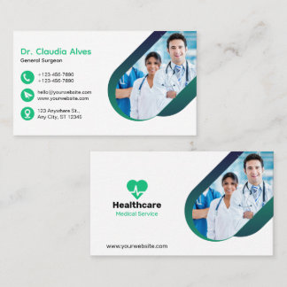 Green White Creative Modern Medical Business Card