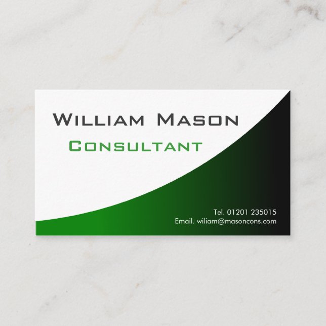 Green White Curved, Professional Business Card (Front)