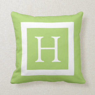 Green White Custom Monogram Cushion