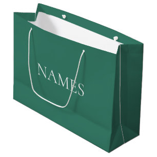 Green & White Custom Name  Large Gift Bag
