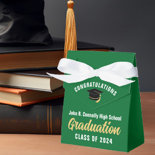 Green White Custom School Graduation Party Favour Box