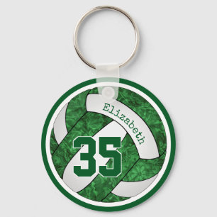 green white custom team colours girly volleyball key ring