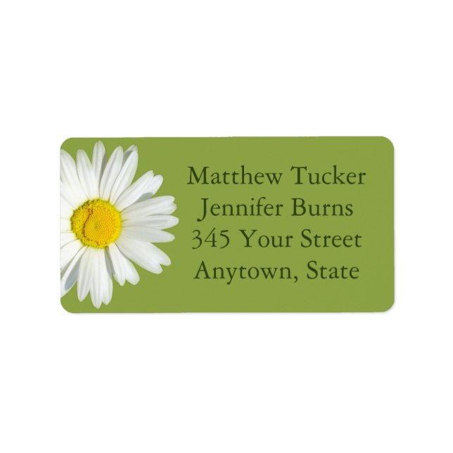Green White Daisy Envelope Address Labels (Front)