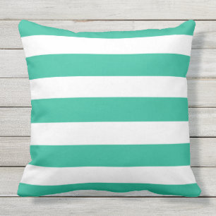 Green & White Deckchair Stripes Cushion