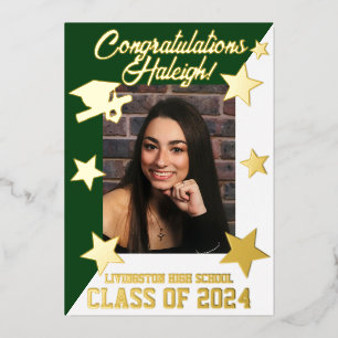 Green & White, Diagonal Graduation Gold